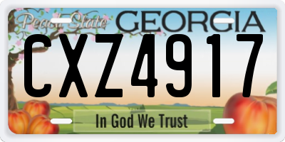 GA license plate CXZ4917