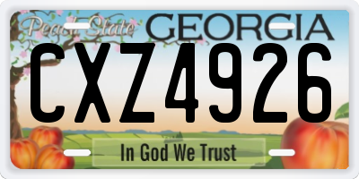 GA license plate CXZ4926