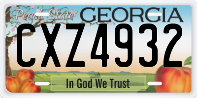 GA license plate CXZ4932