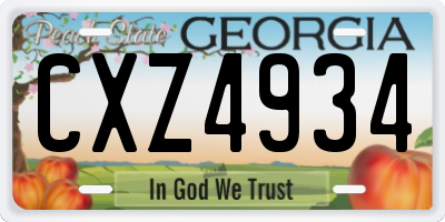 GA license plate CXZ4934