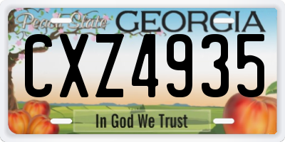 GA license plate CXZ4935