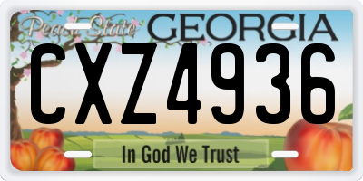 GA license plate CXZ4936