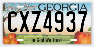 GA license plate CXZ4937