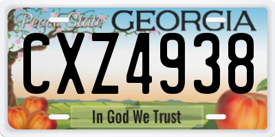 GA license plate CXZ4938