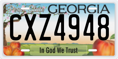 GA license plate CXZ4948