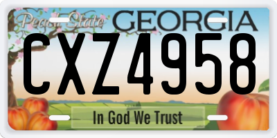 GA license plate CXZ4958