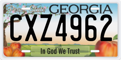 GA license plate CXZ4962
