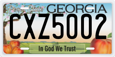 GA license plate CXZ5002