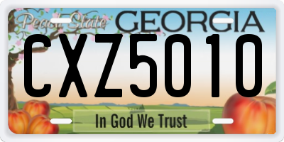 GA license plate CXZ5010