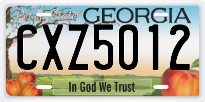 GA license plate CXZ5012