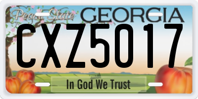 GA license plate CXZ5017