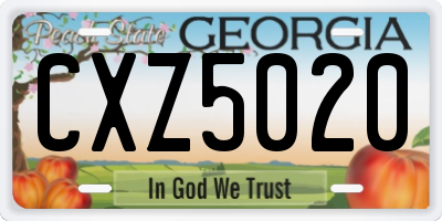 GA license plate CXZ5020