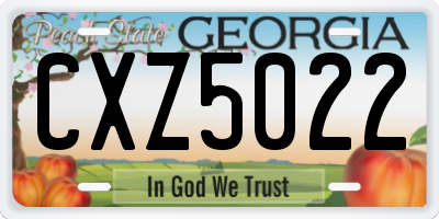 GA license plate CXZ5022
