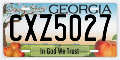 GA license plate CXZ5027