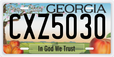 GA license plate CXZ5030