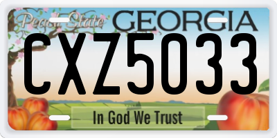 GA license plate CXZ5033