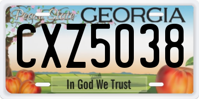 GA license plate CXZ5038