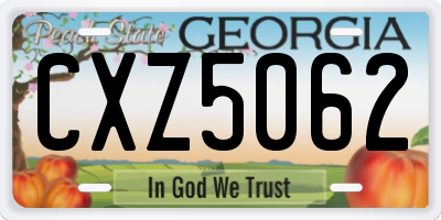 GA license plate CXZ5062
