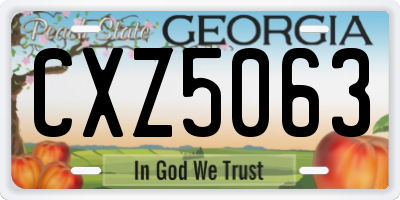 GA license plate CXZ5063