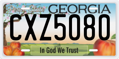 GA license plate CXZ5080