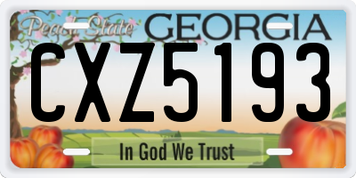 GA license plate CXZ5193