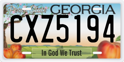 GA license plate CXZ5194
