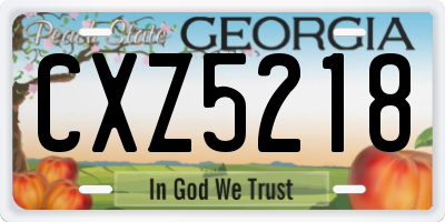 GA license plate CXZ5218