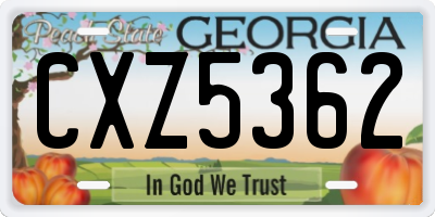 GA license plate CXZ5362