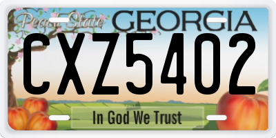 GA license plate CXZ5402