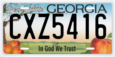 GA license plate CXZ5416