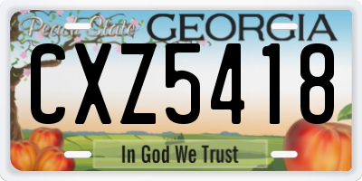 GA license plate CXZ5418