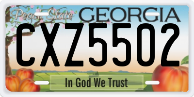 GA license plate CXZ5502
