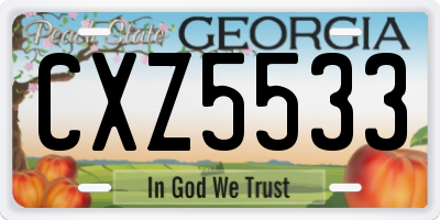 GA license plate CXZ5533