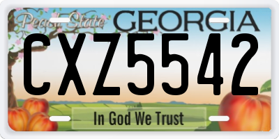 GA license plate CXZ5542