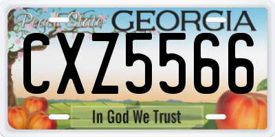 GA license plate CXZ5566