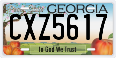 GA license plate CXZ5617