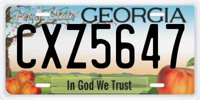 GA license plate CXZ5647