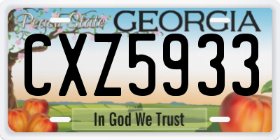 GA license plate CXZ5933