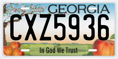 GA license plate CXZ5936