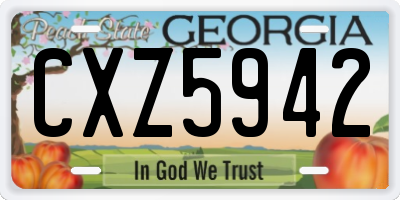 GA license plate CXZ5942