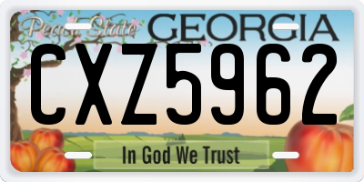 GA license plate CXZ5962