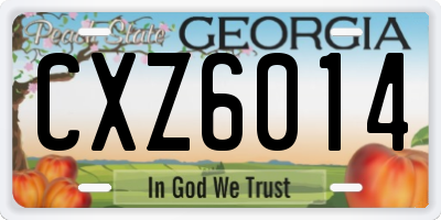 GA license plate CXZ6014