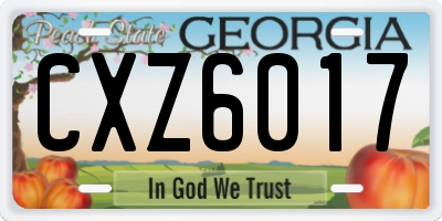 GA license plate CXZ6017