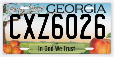 GA license plate CXZ6026