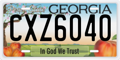 GA license plate CXZ6040