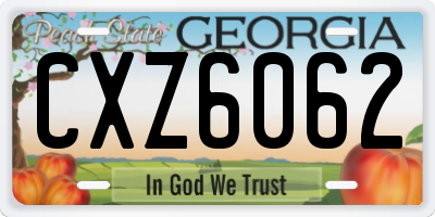 GA license plate CXZ6062