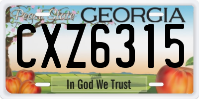 GA license plate CXZ6315