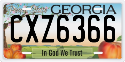 GA license plate CXZ6366