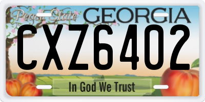 GA license plate CXZ6402