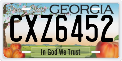 GA license plate CXZ6452